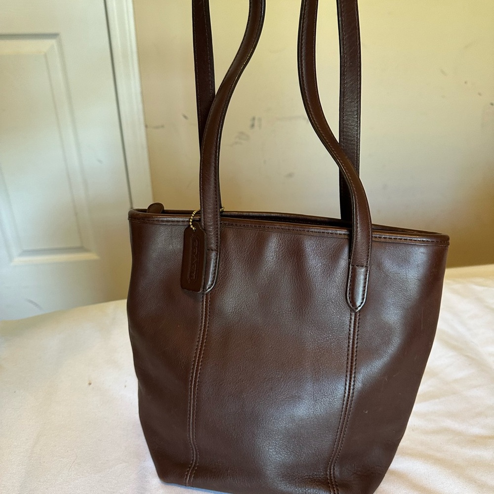 Vintage Coach Brown Leather Tote Bag
